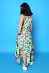 Shop Littlecheer Multi Color Viscose, Satin Feather Print Handkerchief Dress at Aza Fashions Shop_Littlecheer_Multi Color Viscose, Satin Feather Print Handkerchief Dress _at_Aza_Fashions