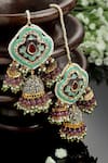 Buy_Dugran By Dugristyle_Multi Color American Diamonds Meenakari And Bead Drop Jhumkis _at_Aza_Fashions