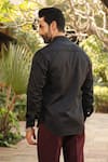 Shop_Raw & Rustic By Niti Bothra_Black Cotton Embroidery Mandarin Collar Kurta Shirt _at_Aza_Fashions
