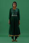 Shop_5elements_Green Cotton Embellishment Mirror And Ghungroo Round Work Anarkali Set _at_Aza_Fashions