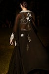 Shop_MATSYA_Black Organza Georgette Embroidery The Holy Roman Cape And Sharara Set  _at_Aza_Fashions