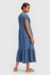 Shop_Reistor_Blue Tencel Plain Round Neck Tiered Shirt Dress _at_Aza_Fashions