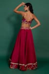 Shop_Varun Bahl_Fuchsia Lehenga And Blouse Chanderi & Dupatta Organza Print & Set  _at_Aza_Fashions