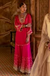 Shop_Rajiramniq_Red Silk Embellished Gota Patti V Neck Fariba Sequin Sharara Set _at_Aza_Fashions