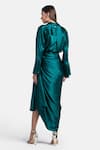 Shop_431-88 by Shweta Kapur_Green Silk Satin Tie Up Draped Skirt  _at_Aza_Fashions