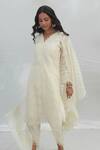 Shop_Mulmul_White 100% Pure Mulmul Embroidered Nelli Kurta And Dhoti Pant Set _at_Aza_Fashions