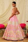 Shop_Rajbinder Chahal_Pink Dupion Silk Embroidery Mirror Sweetheart Neck Applique Bridal Lehenga Set _at_Aza_Fashions