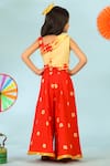 Shop_Cute Couture_Yellow Cotton Shibori Print Top And Palazzo Set _at_Aza_Fashions
