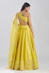 Shop_Megha Bansal_Yellow Raw Silk Hand Embroidered Sequin And Cut Dana Shazneen Fiha Lehenga Set _at_Aza_Fashions