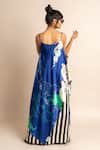 Shop_Nupur Kanoi_Blue Satin Digital Print Striped And Singlet Top & Lungi Skirt Set _at_Aza_Fashions