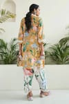 Shop_Sage Saga_Yellow Chanderi Printed Floral V Neck Freesia Tunic Tulip Salwar Set _at_Aza_Fashions