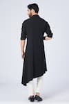 Shop_S&N by Shantnu Nikhil_Black Terylene Embroidered Crest Placement Off-centre Kurta_at_Aza_Fashions