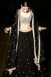 Buy_MATSYA_Black Organza Georgette Embroidery Zardozi The Holy Roman Lehenga Set  _Online_at_Aza_Fashions