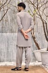 Shop_Charkhee_Grey Kurta  Schiffli Solid Pathani And Salwar Set _at_Aza_Fashions