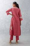 Shop_Devnaagri_Pink , Chanderi, Organza Embroidery Floral Thread Straight Kurta Set _at_Aza_Fashions