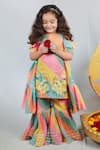 Shop Vivedkids Multi Color Chiffon Embroidery, Gota Patti Leheriya Pattern Kurta Sharara Set at Aza Fashions Shop_Vivedkids_Multi Color Chiffon Embroidery, Gota Patti Leheriya Pattern Kurta Sharara Set _at_Aza_Fashions