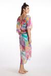 Shop_Kai Resortwear_Pink Georgette Geometric One Shoulder Kaftan Cover Up For Women_at_Aza_Fashions