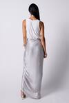 Shop_431-88 By Shweta Kapur_Grey Satin, Chiffon Nora Draped Skirt _at_Aza_Fashions