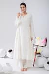 Shop_Kacha Tanka_Ivory Cotton, Chiffon Tassels, Embroidery Split Thread Anarkali And Palazzo Set _at_Aza_Fashions