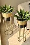 Shop_Mason Home_Gold Iron Brooklyn Fluted Planter - Set Of 2_at_Aza_Fashions
