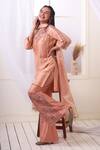 Shop_Geetika Jain_Pink Kurta  Slub Silk Hand Embroidered Floral Round Bell-bottom Set  _at_Aza_Fashions