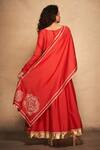 Shop_Gulabo by Abu Sandeep_Red 100% Pure Chanderi Silk Embellished Placement Patti Rose Pattern Dupatta_at_Aza_Fashions