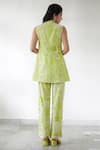Shop_Mishru_Green Organza Embroidered Thread Blazer Notched Lesly Pant Set _at_Aza_Fashions