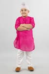 Shop_Darleen Kids Couture_Magenta Chanderi Hand Embroidered Mirror Collar Kurta _at_Aza_Fashions