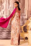 Shop_Gauri Dhawan_Multi Color Handcrafted Textile Stripe Laelia Structured Pattern Gown _at_Aza_Fashions