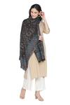 Shop Shingora Black Woven Floral Pattern Stole at Aza Fashions Shop_Shingora_Black Woven Floral Pattern Stole _at_Aza_Fashions