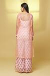 Shop_Kalakaari By Sagarika_Pink Chanderi, Organza Tassels, Mirrors Scoop Floral Print Kurta And Palazzo Set _at_Aza_Fashions