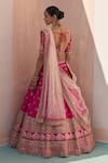 Shop_Angad Singh_Pink Silk Sequins, Zari Asymmetric And Zardozi Embroidered Bridal Lehenga Set _at_Aza_Fashions
