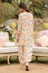 Shop_Summer By Priyanka Gupta_Beige Georgette Mirrors Round Neck Disco Printed Tunic And Tulip Pant Set_at_Aza_Fashions