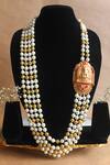 Shop_Nayaab By Sonia_Gold Plated Trimala Temple Pendant Necklace _at_Aza_Fashions
