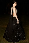 Shop_MATSYA_Black Organza Georgette Embroidery The Giovane Roman Lehenga Set  _at_Aza_Fashions