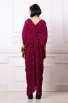 Shop_Megha Garg_Pink Sequins V-neck Stripe Print Kaftan Jumpsuit _at_Aza_Fashions