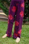 Shop_Baju_Purple Floral Hand Printed Pant _at_Aza_Fashions