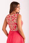 Shop_Kefi Collections_Pink Viscose, Georgette Embroidery V-neck Falak Flowy Jumpsuit _at_Aza_Fashions