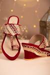 Buy House Of Vian Red Beads, Stones, Mirrors Sehar Embrodiered Wedges at Aza Fashions Buy_House Of Vian_Red Beads, Stones, Mirrors Sehar Embrodiered Wedges _at_Aza_Fashions