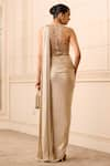 Shop_Tarun Tahiliani_Gold Body Suit  Tulle And Concept Saree  Foil Jersey Metallic With Bodysuit _at_Aza_Fashions