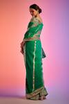 Shop_Gulabo by Abu Sandeep_Green Georgette Panelled Sequin Work Saree_at_Aza_Fashions