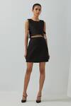 Shop_The Indian Cause_Black Cotton Square Neck Side Tie-up Armour Vest And Skirt Set _at_Aza_Fashions
