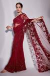 Shop Premya By Manishii Maroon Tulle Sequins, Embroidery Asymmetric Floristry Saree With Blouse at Aza Fashions Shop_Premya By Manishii_Maroon Tulle Sequins, Embroidery Asymmetric Floristry Saree With Blouse _at_Aza_Fashions