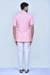 Shop_Arihant Rai Sinha_Pink Kurta Cotton Plain Mandarin Collar Short Set _at_Aza_Fashions