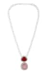 Buy_Ahaanya_Red Agate Pearl String Pendant Necklace_at_Aza_Fashions
