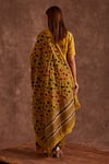 Shop_The Home Affair_Yellow Chiffon Gota Patti, Embroidery Round Neck Handblock Print Slit Kurta Set _at_Aza_Fashions
