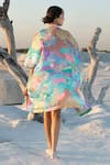 Shop_Tizzi_Purple Chiffon Satin Printed Coral Reef Open Shoreline Cover Up  _at_Aza_Fashions