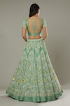 I Am Design_Green Raw , Organza Floral Apple Candy Embroidered Bridal Lehenga Set _Online_at_Aza_Fashions
