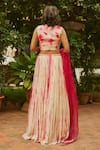 Shop_Anu Pellakuru_Pink Tie-dye And Hand Embroidered Thread V Neck Pleated Lehenga Set _at_Aza_Fashions