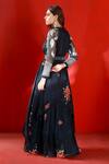 Shop_Isha Gupta Tayal_Green Organza Printed Floral Round Layered Gown With Belt _at_Aza_Fashions